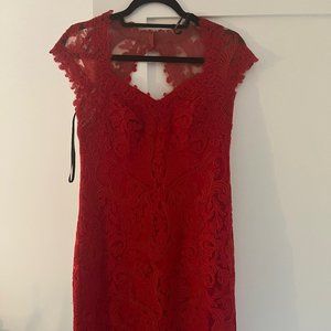 Tadashi Shoji Red Lace Cocktail Dress - Size 4
